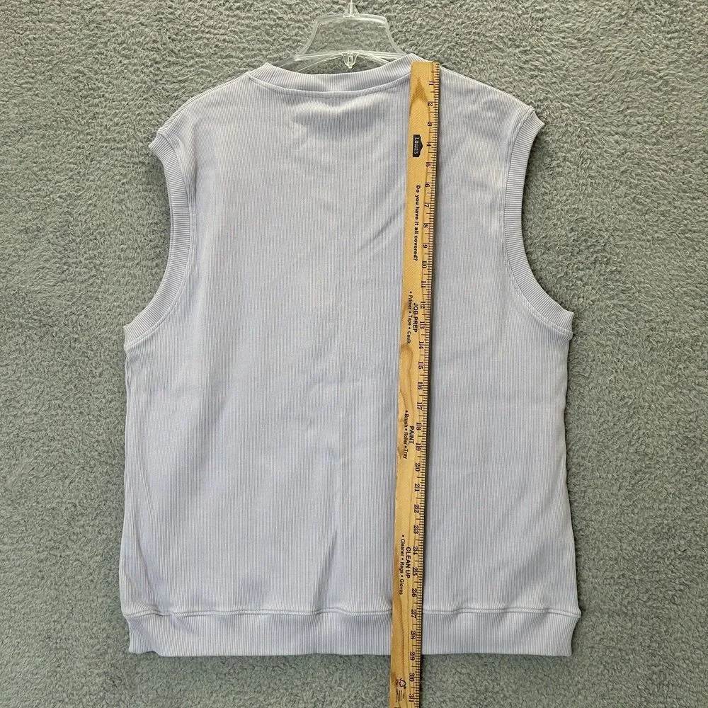 Zara Sweater Vest Mens Extra Large Lilac Textured‎ Ribbed Relax Fit Crew Neck